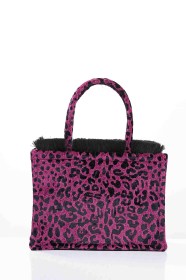 LEOPARD VELVET MAGENTA MEDIUM TOTE BAG (3)